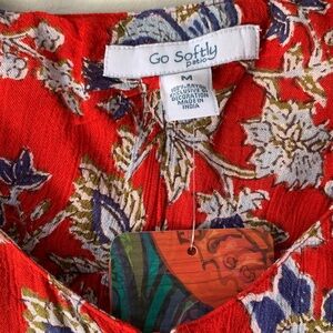 Red and Blue Floral Midi Dress